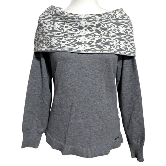 Anne Klein Tops - Anne Klein Gray Off the Shoulder Cowl Neck Sweater M Viscose Blend